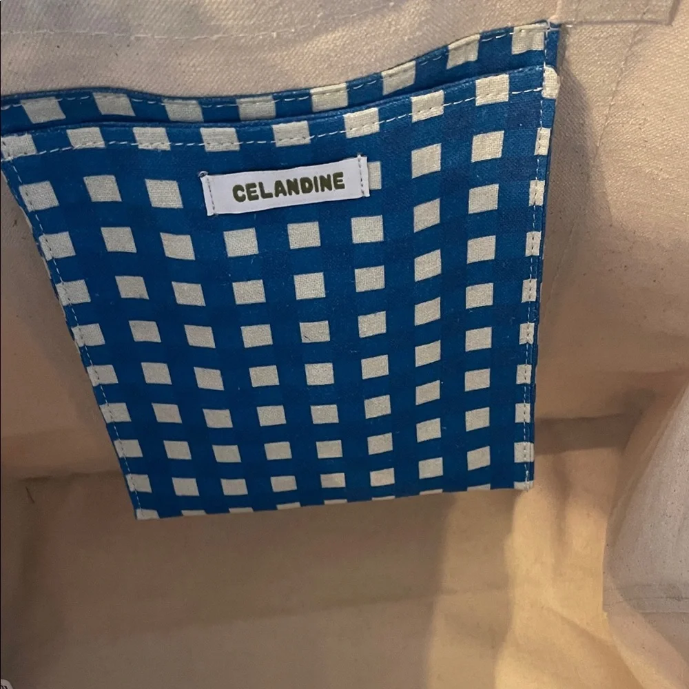 Canvas Tote Bag in Blue and Cream with 'Beach Days' Embroidery - Picture 2 of 3